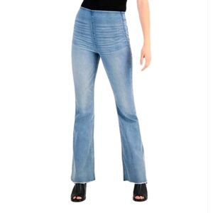 KNOX ROSE size 4 High Rise Pull On Flare Jeans Stretch Boho Western Light Wash